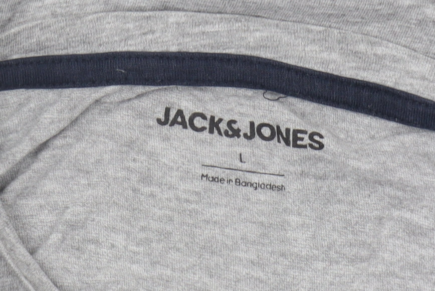 Jack & Jones Men's Grey Graphic Print T-Shirt L