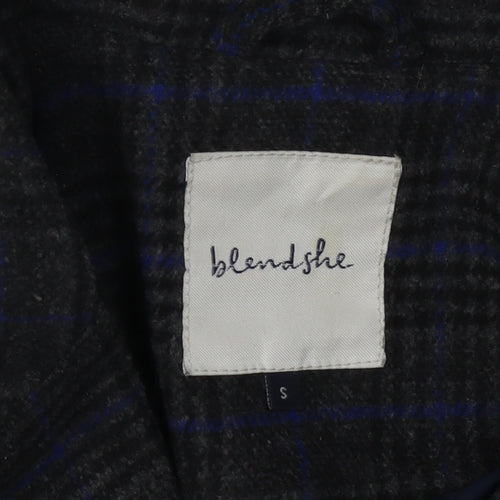Blendshe Women's Blue Plaid Mid-Length Overcoat, Size S