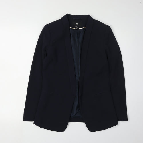 H&M Women's Black Blazer Shawl Lapel Size 6 Regular Fit