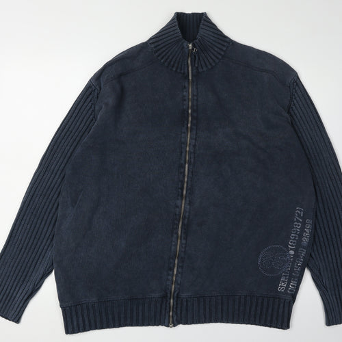Next Men's XL Blue Full Zip Cotton Jumper