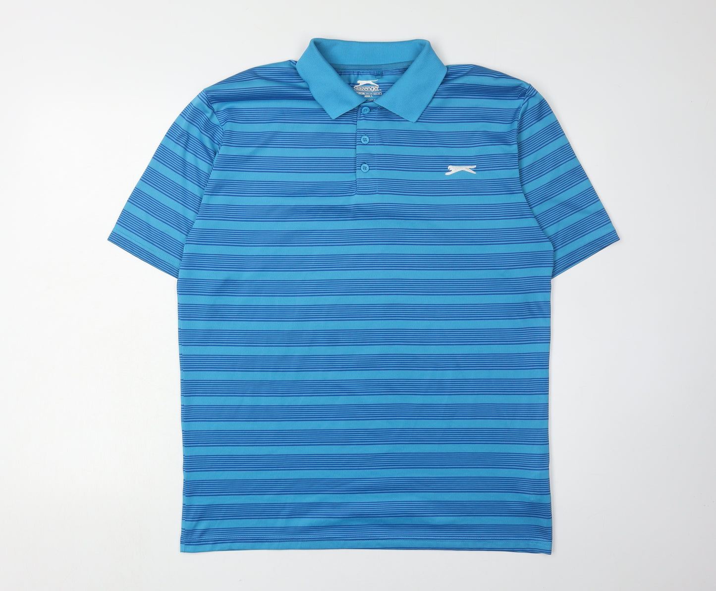 Slazenger Men's Blue Striped Polo, Medium
