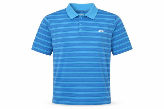 Front view of Slazenger Men's Blue Striped Polo, Medium