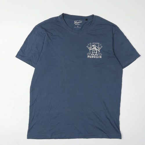 Penguin Men's Blue Graphic T-Shirt, M, Regular Fit
