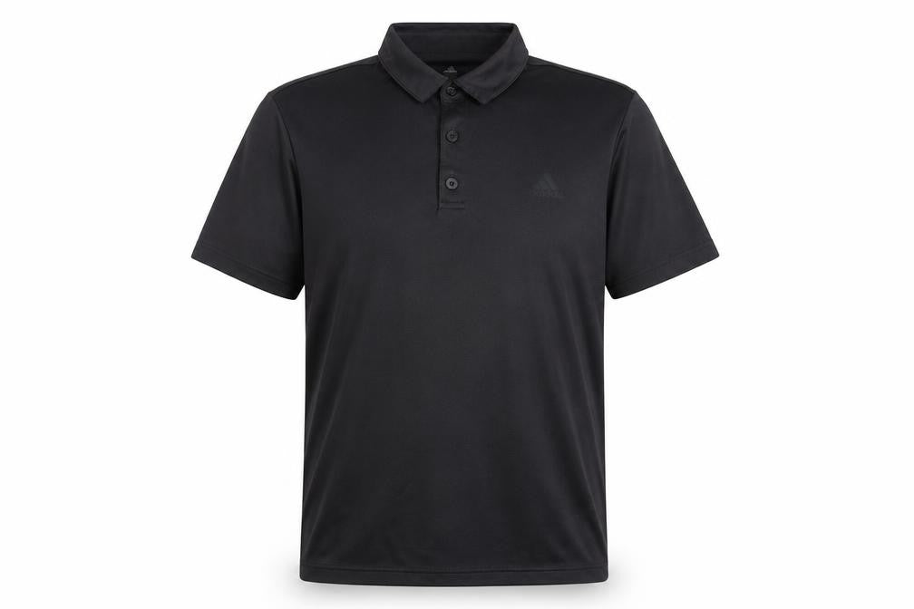 Front view of Adidas Men's Black Polo Shirt M Regular Fit Activewear