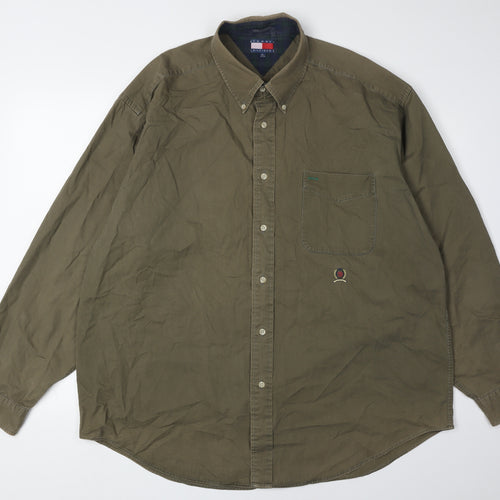 Tommy Hilfiger Men's XL Green Button-Up Shirt