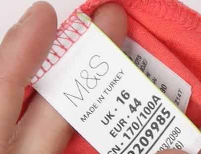 M&S Women's Red Sequin Short Sleeve T-Shirt Size 16