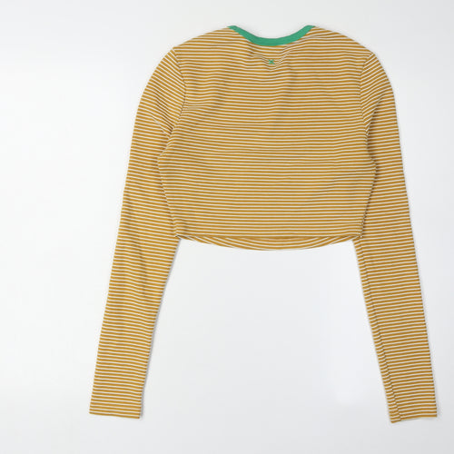 Collusion Women's Yellow Striped Cropped Top Size 8