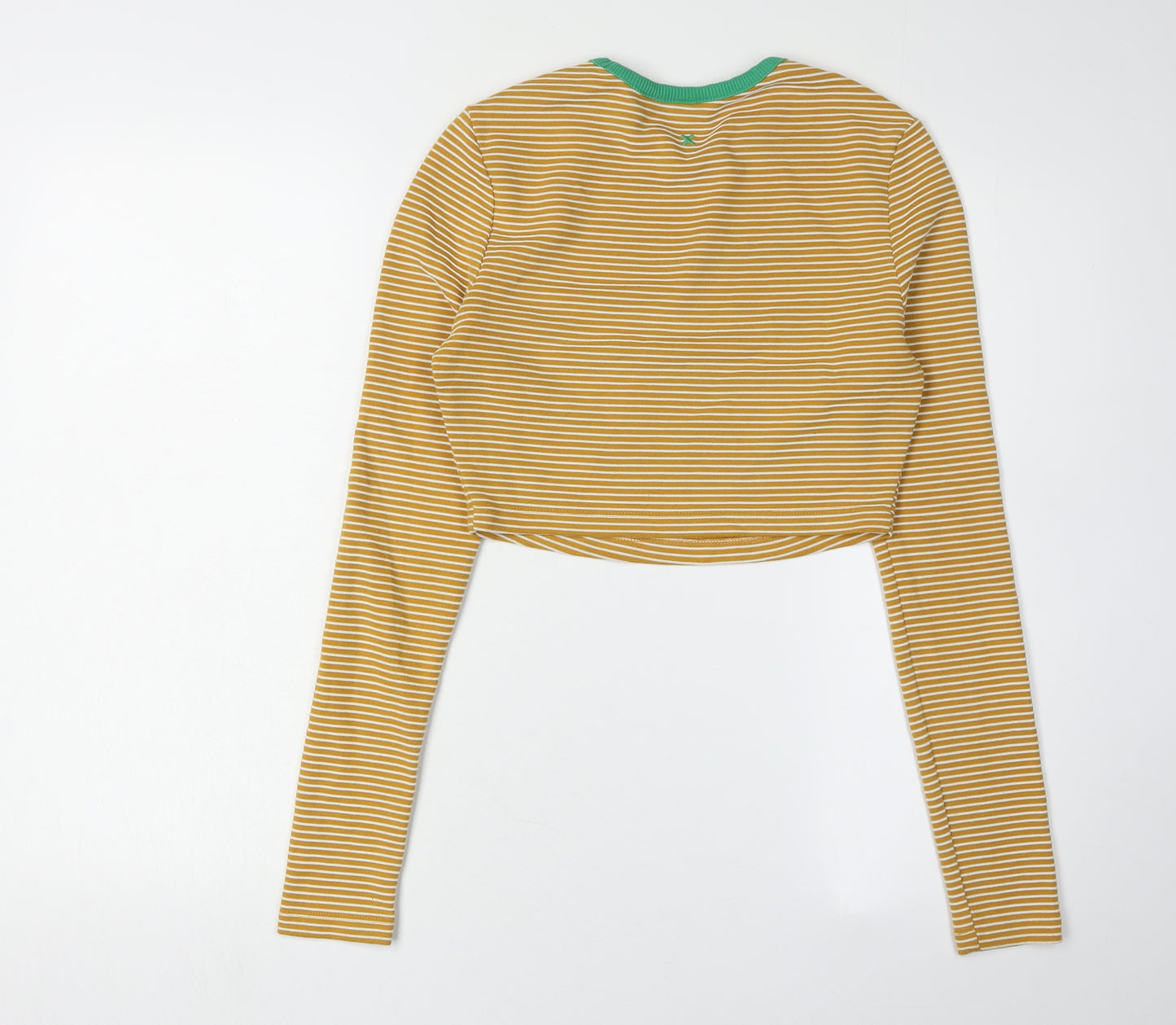 Collusion Women's Yellow Striped Cropped Top Size 8