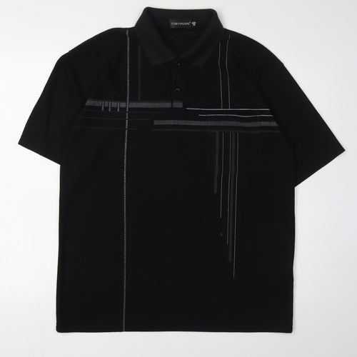 Tom Hagan Men's Black Polo, Medium, Short Sleeve