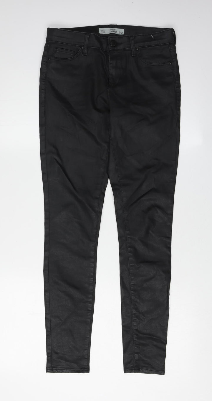 Topshop Women's Black Coated Leigh Skinny Jeggings