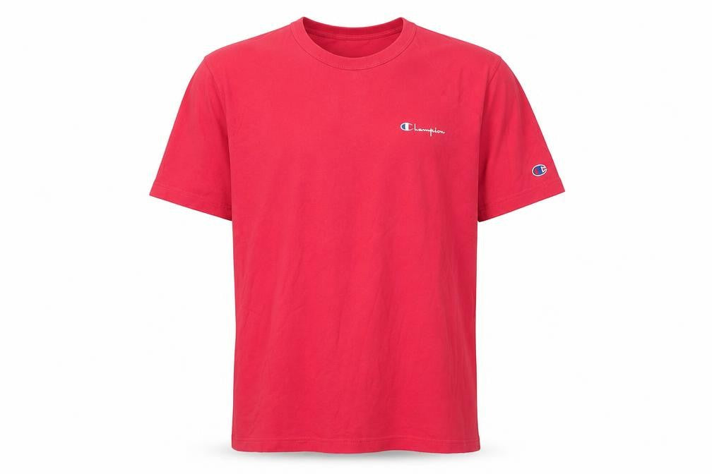 Front view of Champion Men's Red XL Crew Neck T-Shirt
