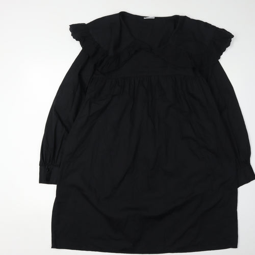 Vila Women's Black Ruffle Shirt Dress Size 14