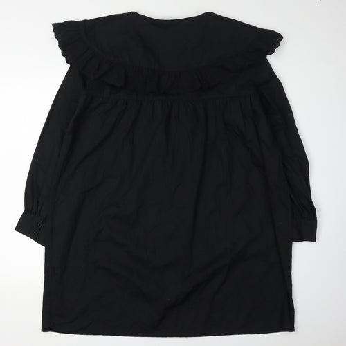 Vila Women's Black Ruffle Shirt Dress Size 14