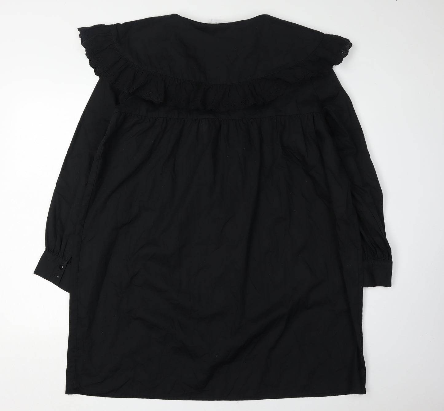 Vila Women's Black Ruffle Shirt Dress Size 14