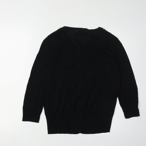 Red Herring Women's Black Cardigan 4, Button Accent, Casual