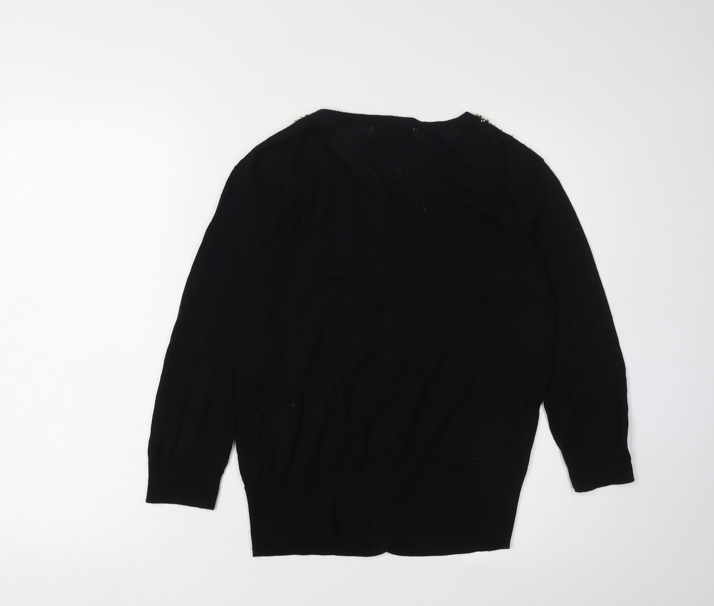 Red Herring Women's Black Cardigan 4, Button Accent, Casual