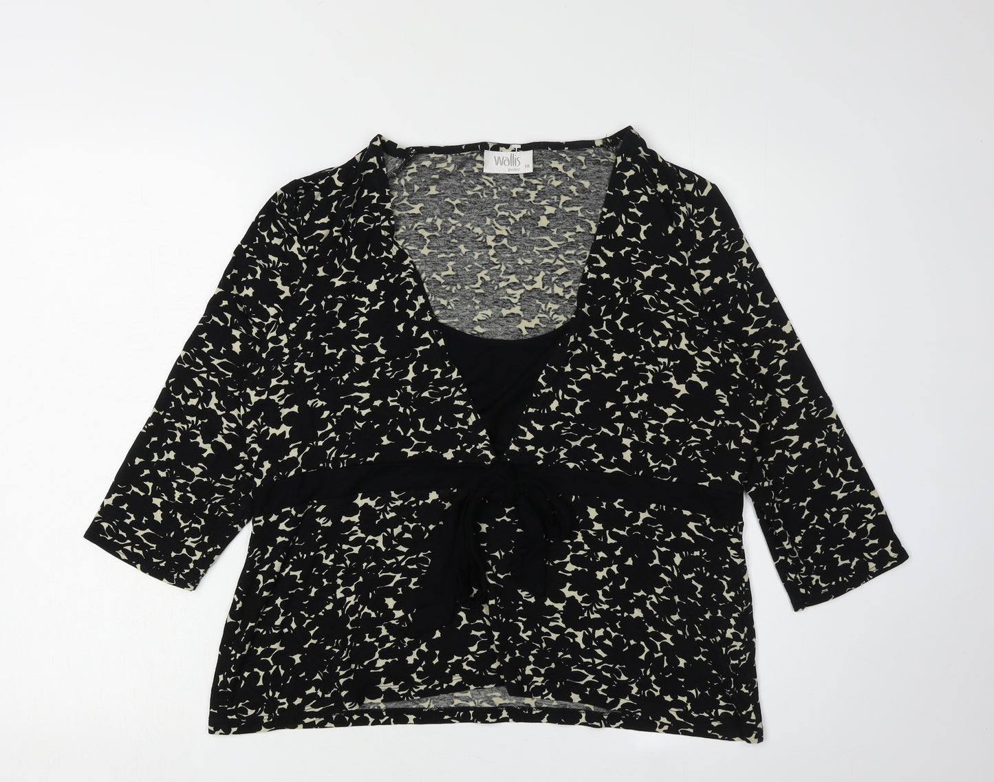 Wallis Women's Black Floral Petite Wrap Blouse - Size 18