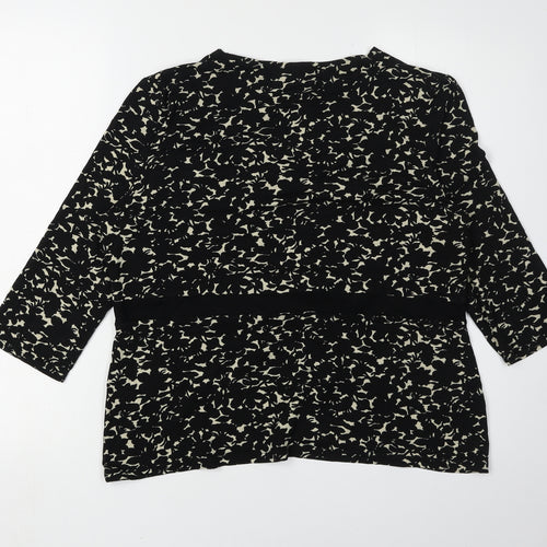 Wallis Women's Black Floral Petite Wrap Blouse - Size 18