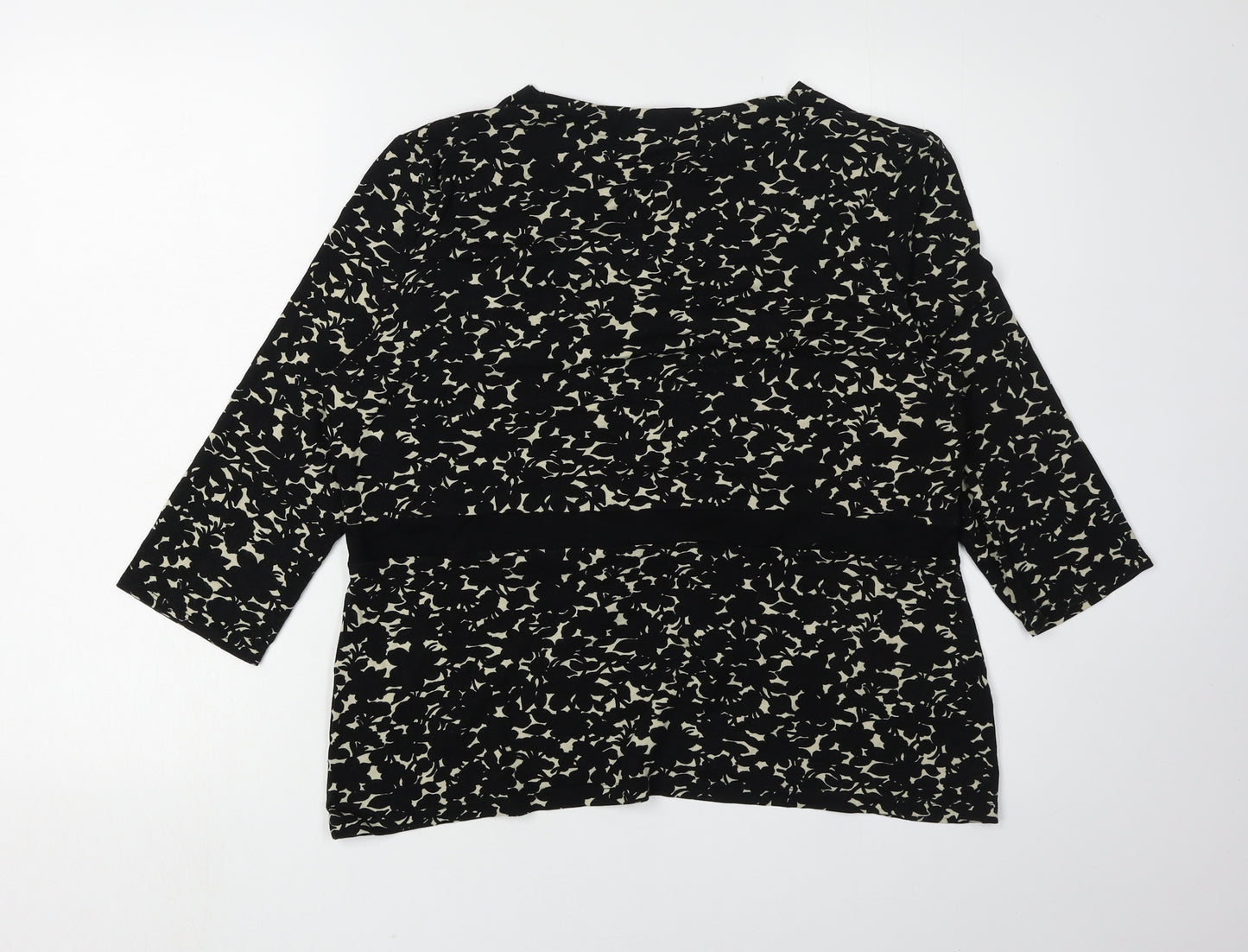 Wallis Women's Black Floral Petite Wrap Blouse - Size 18