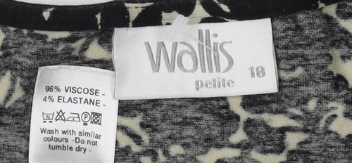 Wallis Women's Black Floral Petite Wrap Blouse - Size 18