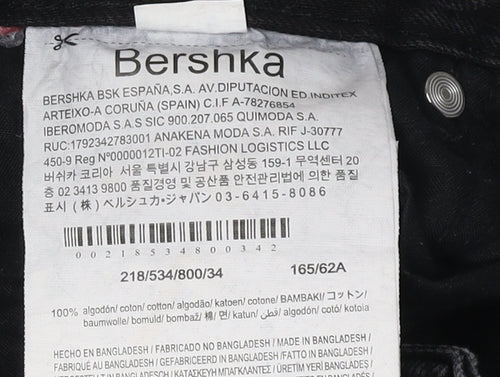 Bershka Women's Black Wide-Leg 90s Jeans Size 6
