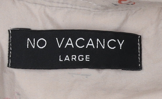 No Vacancy Men's Large Beige Flamingo Shirt