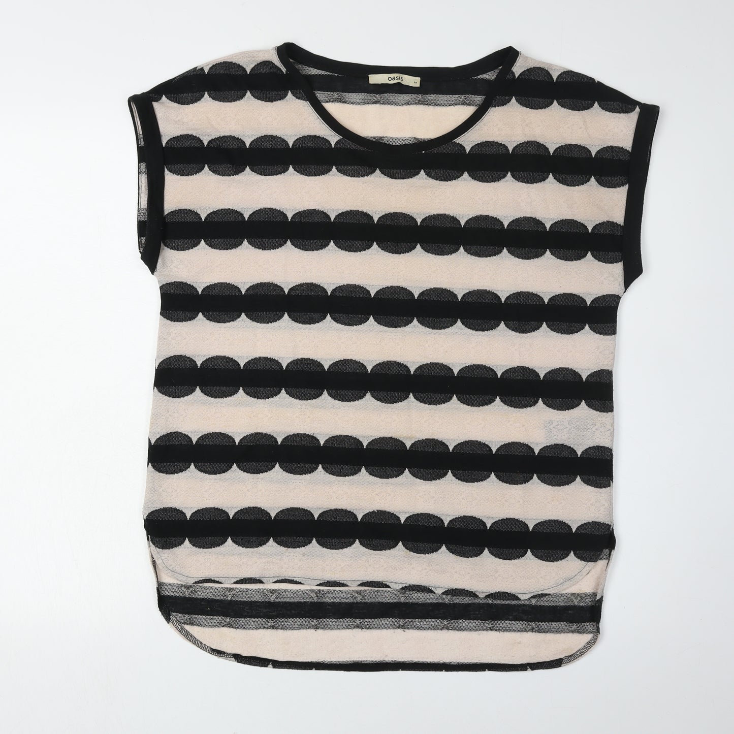 Oasis Women's Black M Geometric Cap Sleeve Top