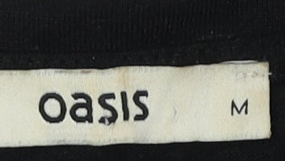 Oasis Women's Black M Geometric Cap Sleeve Top