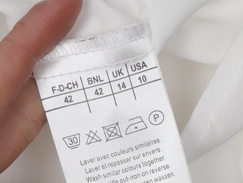 Damart Women's White Crochet Long Sleeve Blouse Size 14