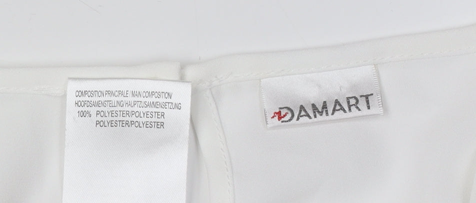 Damart Women's White Crochet Long Sleeve Blouse Size 14