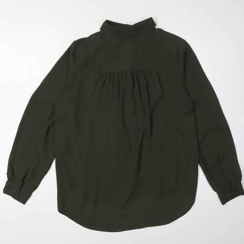 H&M Women's Green Button-Up Shirt - UK 10 Regular Fit