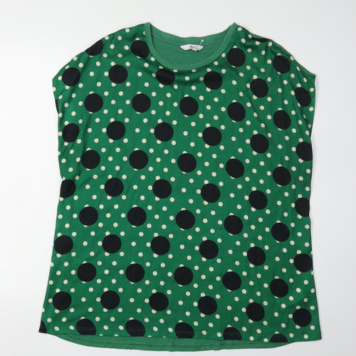 Next Women's Green Polka Dot Top, Size 20, Crew Neck
