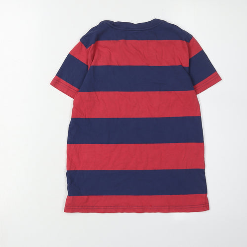 Ralph Lauren Boys Red Blue Striped T-Shirt, Size 7 Years