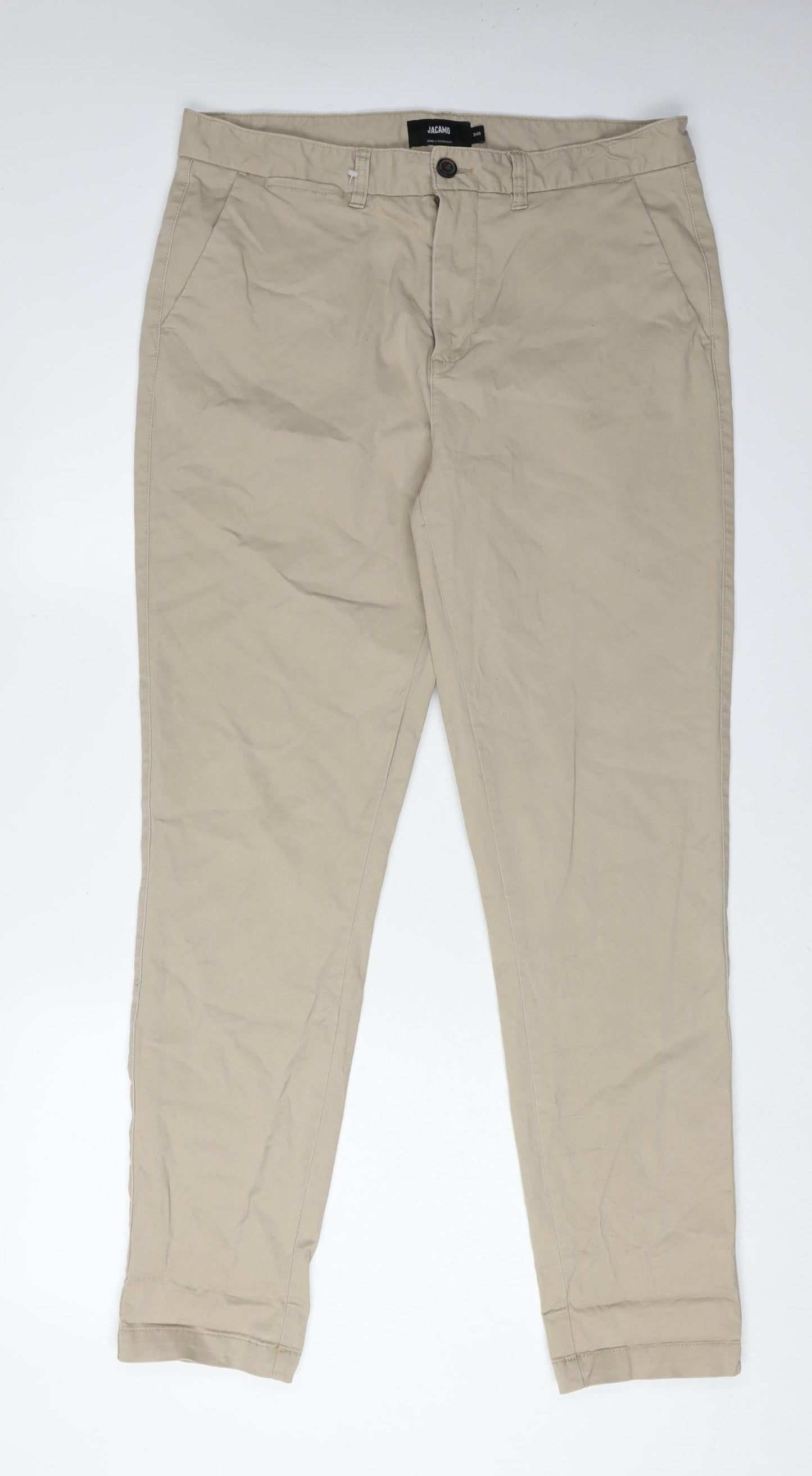 Jacamo Men's Beige Chino Trousers 34 Regular Fit