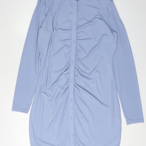 H&M Women's Blue Long Sleeve Shirt Dress XL