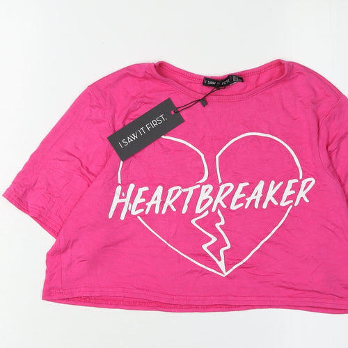 I Saw It First Women's Pink Cropped T-Shirt Size 10
