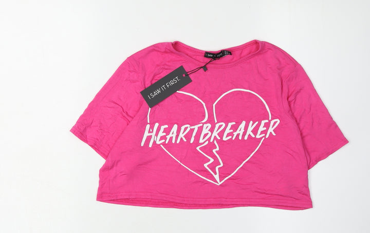 I Saw It First Women's Pink Cropped T-Shirt Size 10
