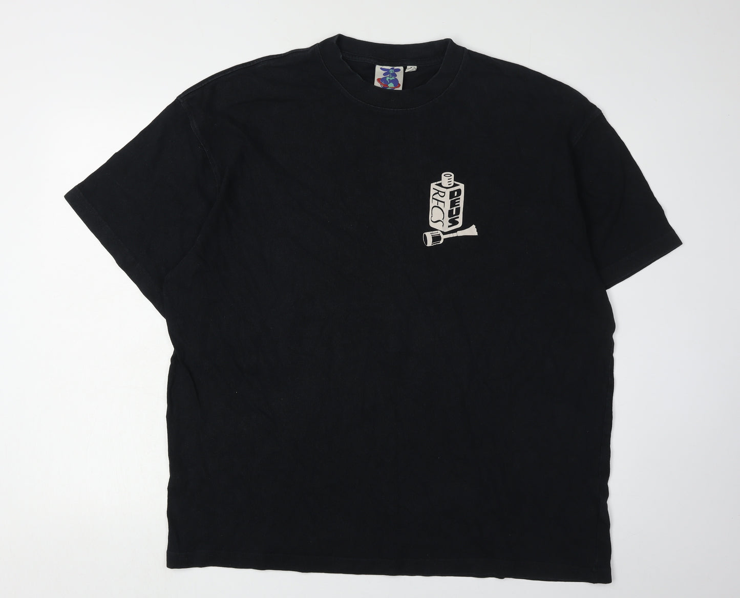 DEUS Men's Black Cotton T-Shirt Crew Neck Size L