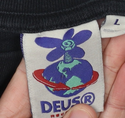 DEUS Men's Black Cotton T-Shirt Crew Neck Size L