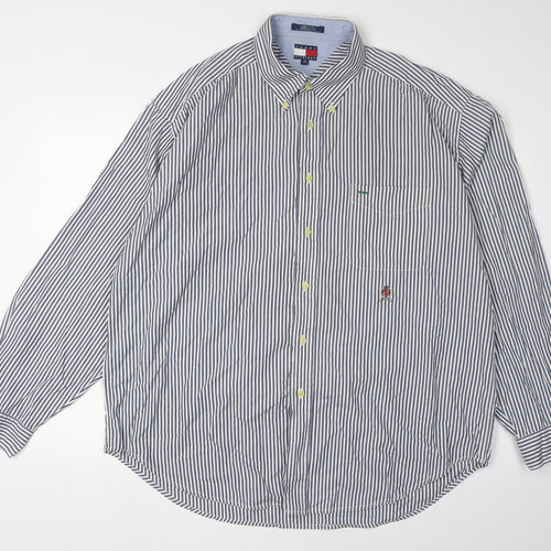 Tommy Hilfiger Men's XL Blue Striped Long Sleeve Shirt
