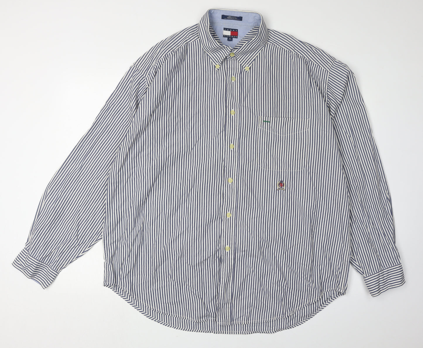 Tommy Hilfiger Men's XL Blue Striped Long Sleeve Shirt