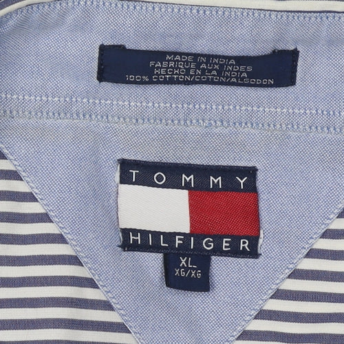 Tommy Hilfiger Men's XL Blue Striped Long Sleeve Shirt