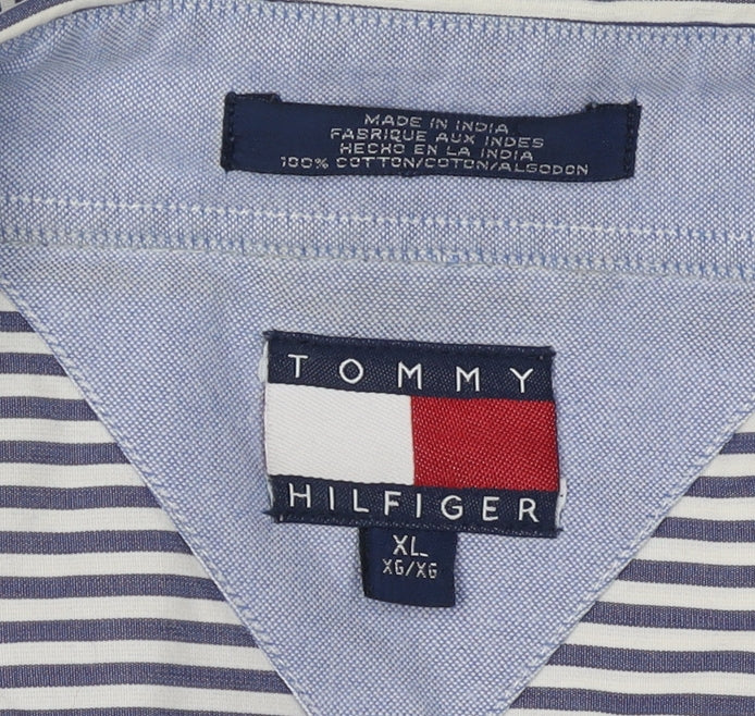 Tommy Hilfiger Men's XL Blue Striped Long Sleeve Shirt