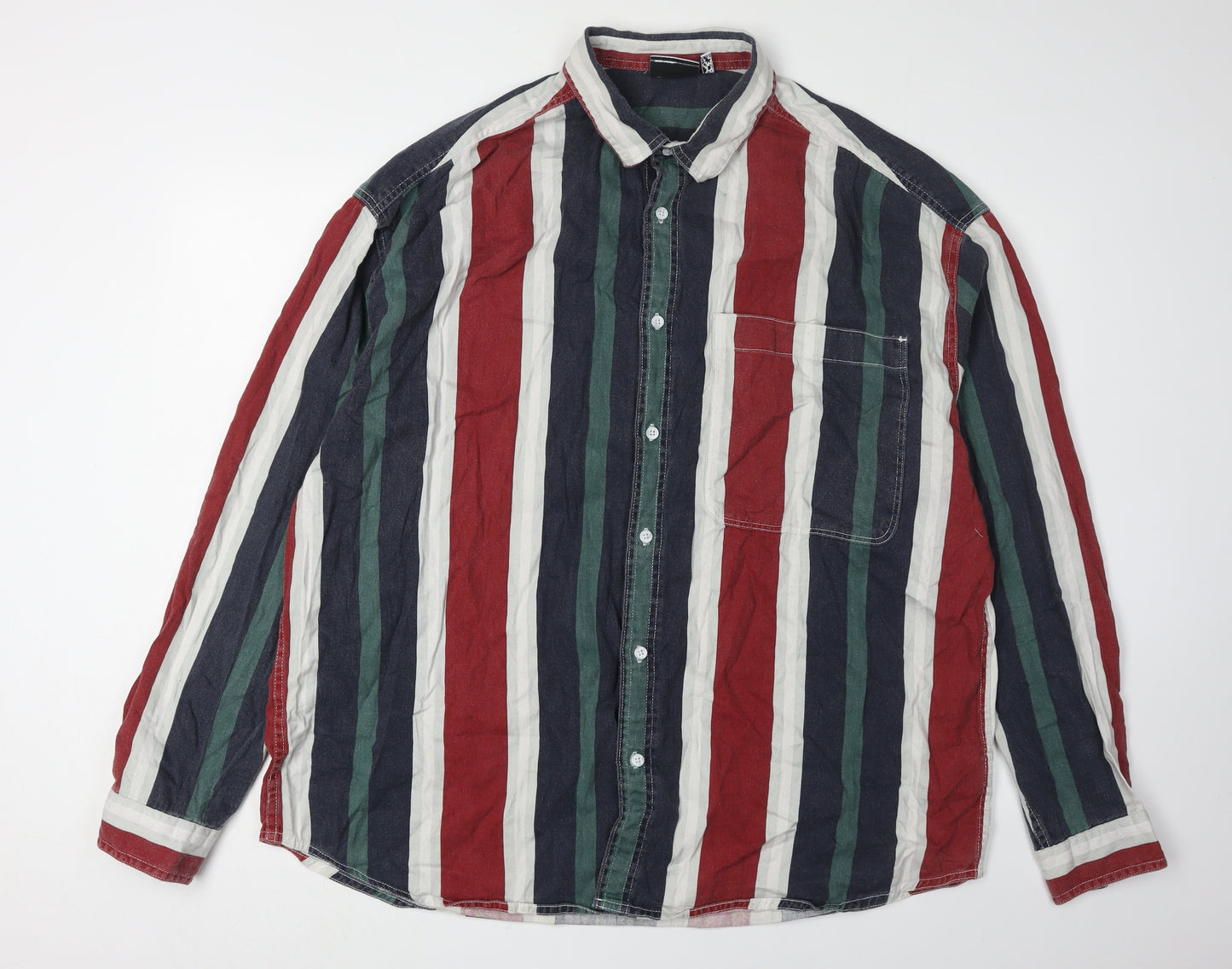 ASOS Men's Multicoloured Striped Long Sleeve Shirt 2XL