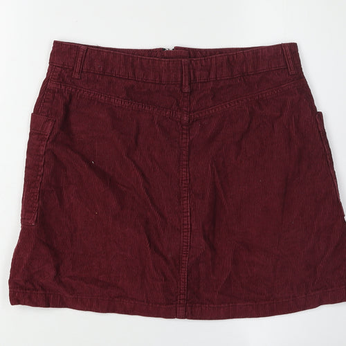 Topshop Women's Red Corduroy A-Line Skirt Size 12
