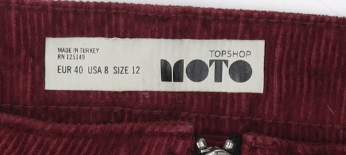 Topshop Women's Red Corduroy A-Line Skirt Size 12