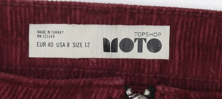 Topshop Women's Red Corduroy A-Line Skirt Size 12