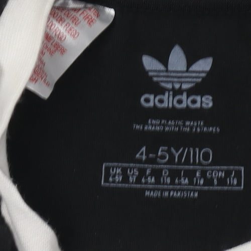 Adidas Girls Black T-Shirt, Logo Accent, 4-5 Years