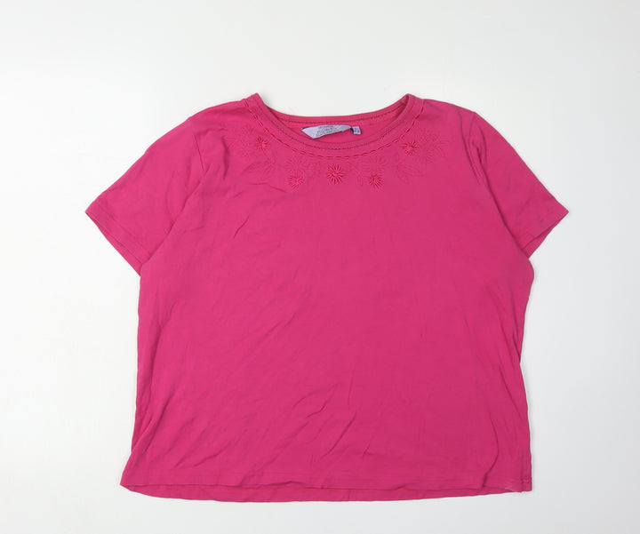 Honor Millburn Women's Pink Embroidered T-Shirt, L