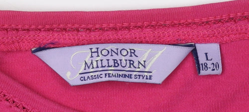 Honor Millburn Women's Pink Embroidered T-Shirt, L